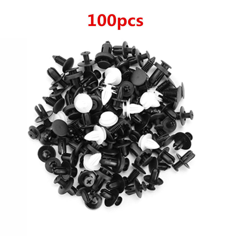 100 Stks/set Auto Zwart Gemengde Plastic Fastener Schroef Klinknagels Clips Kit Voor Auto Bumper Fender Versieringen Fastener Schroef Klinknagels Clip: 10pcs clips