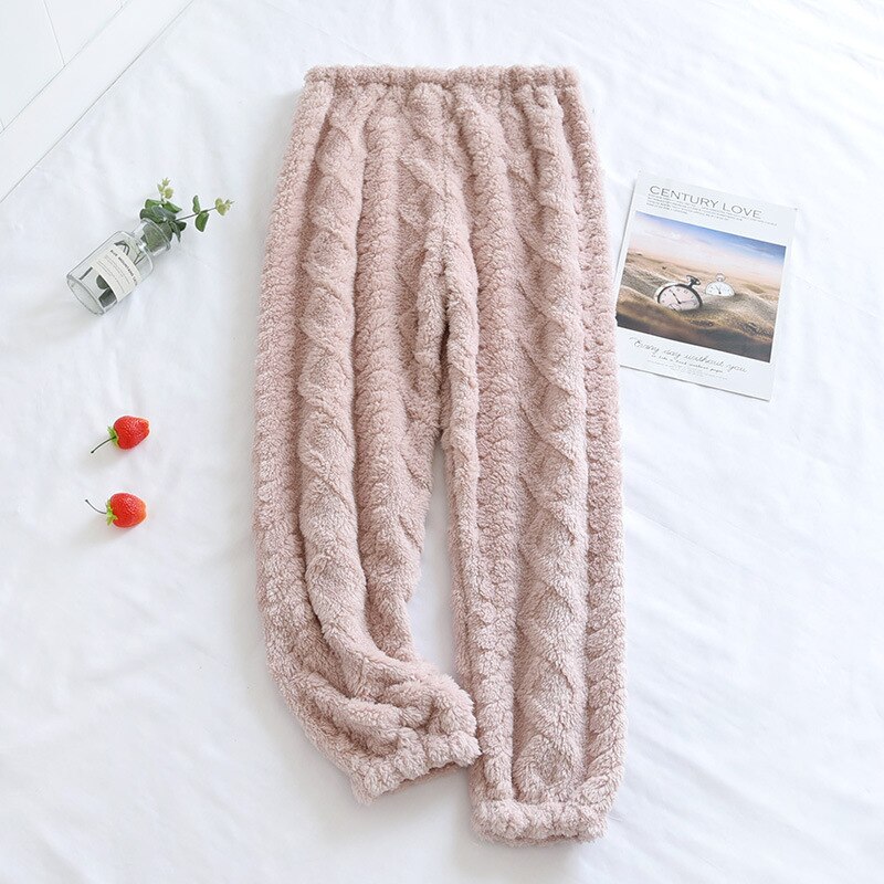 Fdfklak – pantalon de pyjama en flanelle pour femme, vêtement , épais et torsadé, bas de sommeil, ample, décontracté, hiver