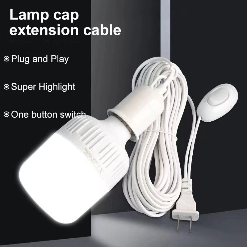 3/5/8/10m Lampvoeten Universeel Met Schakelaar Led Lamp Socket Adapter E27 Schroef lamphouder Accessoires Gereedschap Twee Stekkers Schorsing