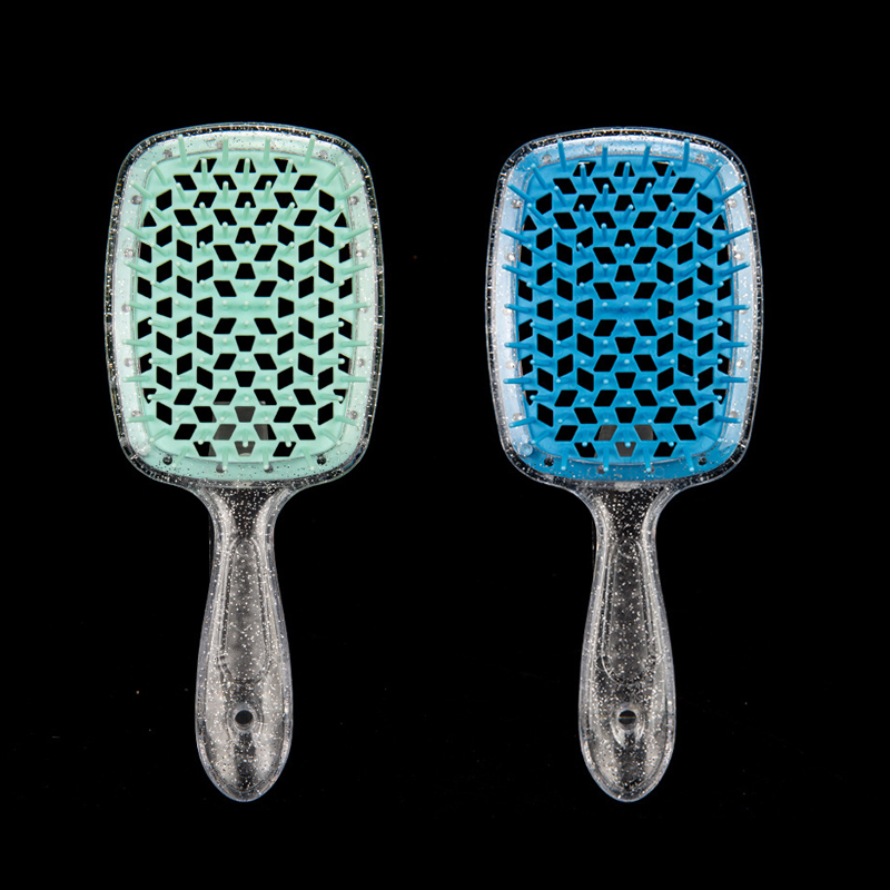 2pcs/set Wide Teeth Air Cushion Comb Massage Wet Dry Comb Demelante Brush Hollow Combs расчески Salon Barber Hair Brushes Kit: Blue