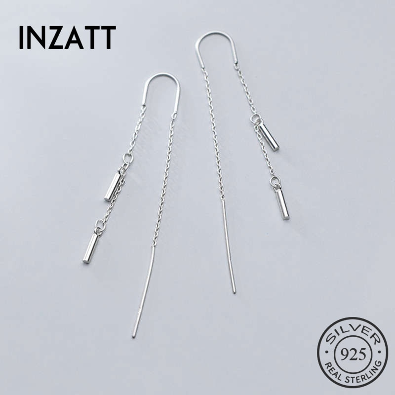 INZATT Real 925 Sterling Silver Chain Tassel MInimalist Earrings For Women Party Fine Jewelry Cute Accessories