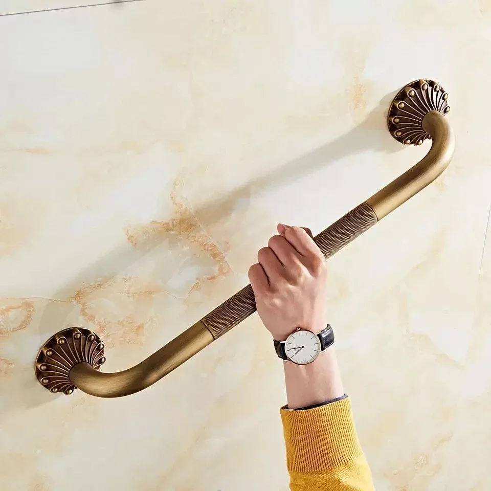 Accesorios de baño de latón antiguo, toallero de baño tallado Retro, portavasos, soporte para cepillos, estante de almacenamiento, accesorios de baño: green