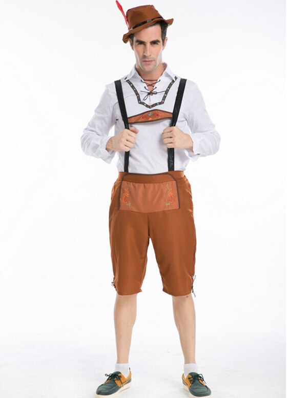 Duits bier okotoberfest beierse man heren lederhosen volwassen halloween kostuums verkleedoutfit: Xl
