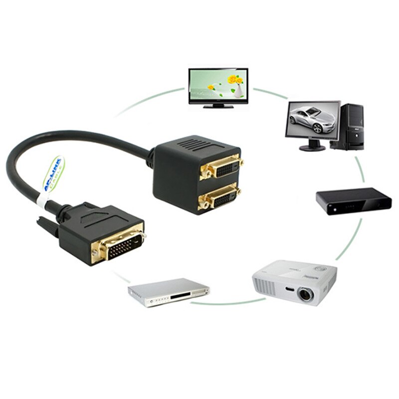 Adaptor DVI-D Male to Dual 2 DVI-I Female Video Y Splitter Cable Adapter UY8
