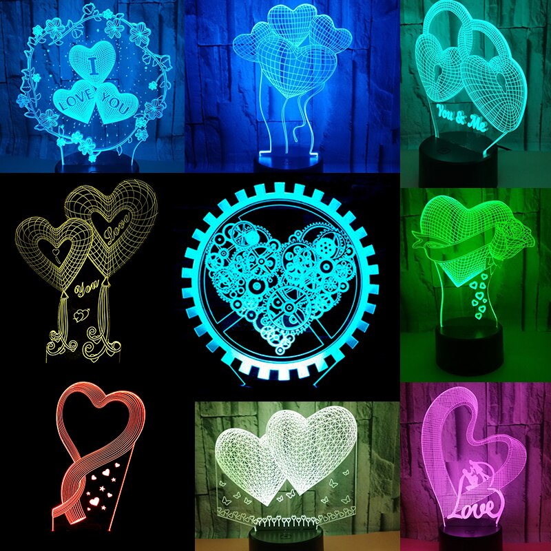 Nachtlampje liefdeshart ballonnen zwaan 3d led tafel bureaulamp kleurverandering slaapkamerinrichting voor vriendin valentijnsdag