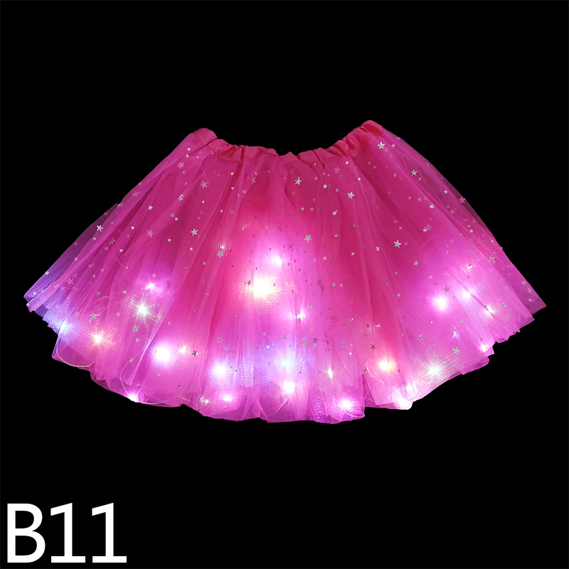 Jupe Tutu en Tulle à lumière LED pour filles, fournitures de décoration féerique, étoiles scintillantes, fête lumineuse, d&#39;anniversaire pour enfants, fournitures de réception pour bébé: B11