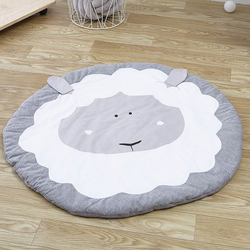 Round Kid Play Rug Cartoon Animal Tapijt, baby Cotton Kruipen Mats Bedside Blanket korte haren Floor Mat for Children's Bedroom Living Room Nursery (Size : 80CM