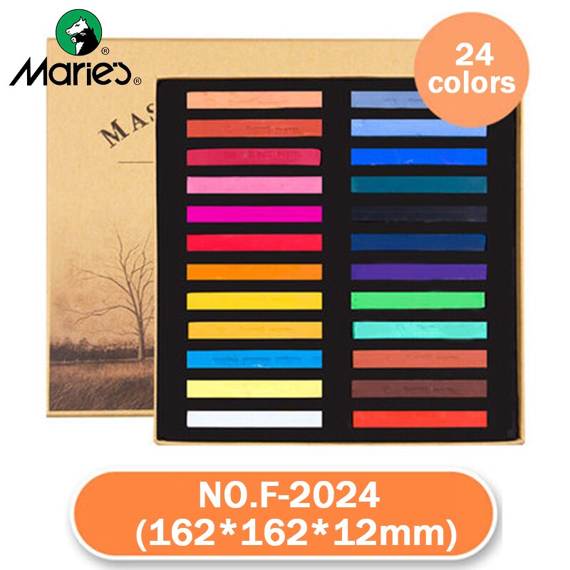 Marie's Dry Masters Pastel Stick Crayons 12/24/36/48 Colors Art Drawing Set Chalk Color Toner Crayon/Brush For Students Supplies: NO.F-2024-24colors