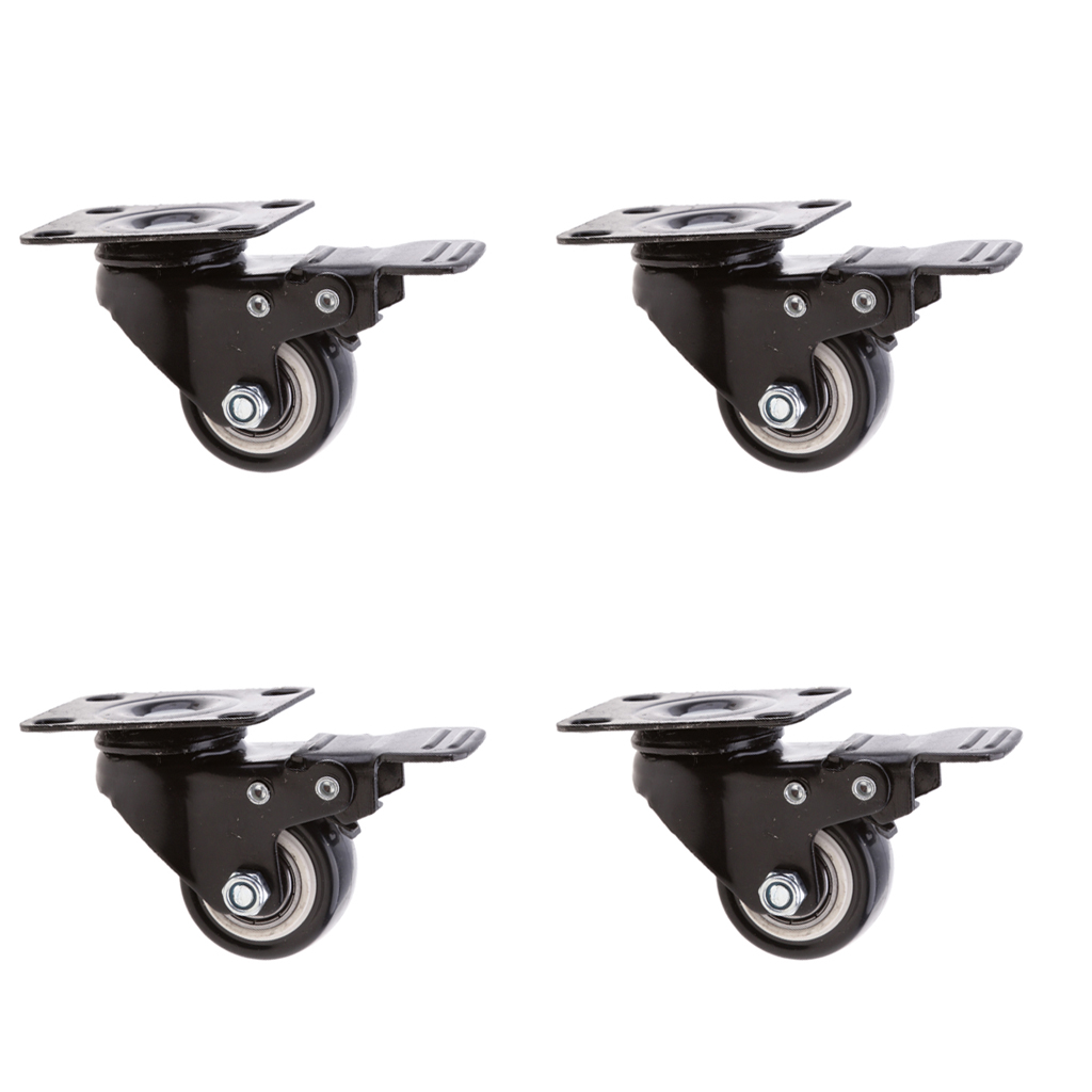 4pieces 1.5 '' Swivel Caster Wheels Wheelbarrow Furniture Caster With Brake Black