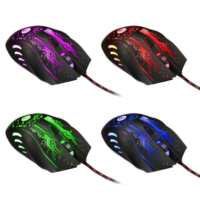 Langallinen pelihiiri 7 painike 5500 3200 dpi led usb tietokone hiiri gamer hiiret mause taustavalolla kannettavalle tietokoneelle