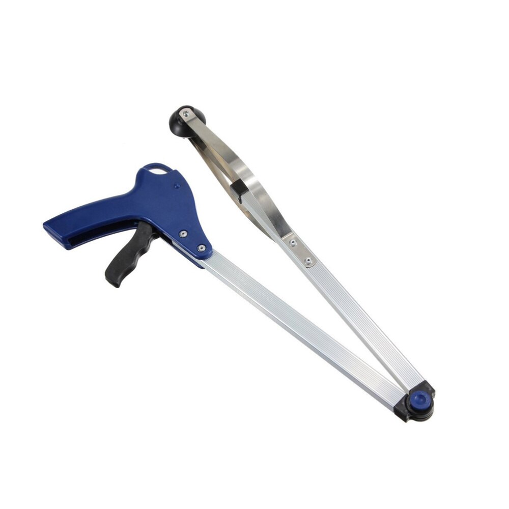 83cm Foldable Garbage Grabber Trash Picker Pick Gripper Reacher Tool (Blue)