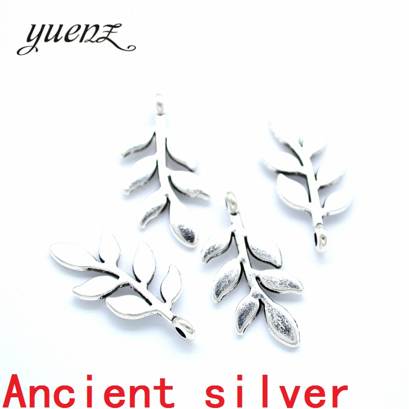 YuenZ 15 pièces Antique argent plaqué arbre feuille pendentif à breloques: bricolage pour bracelet collier 24*11mm Q378: Antique silver