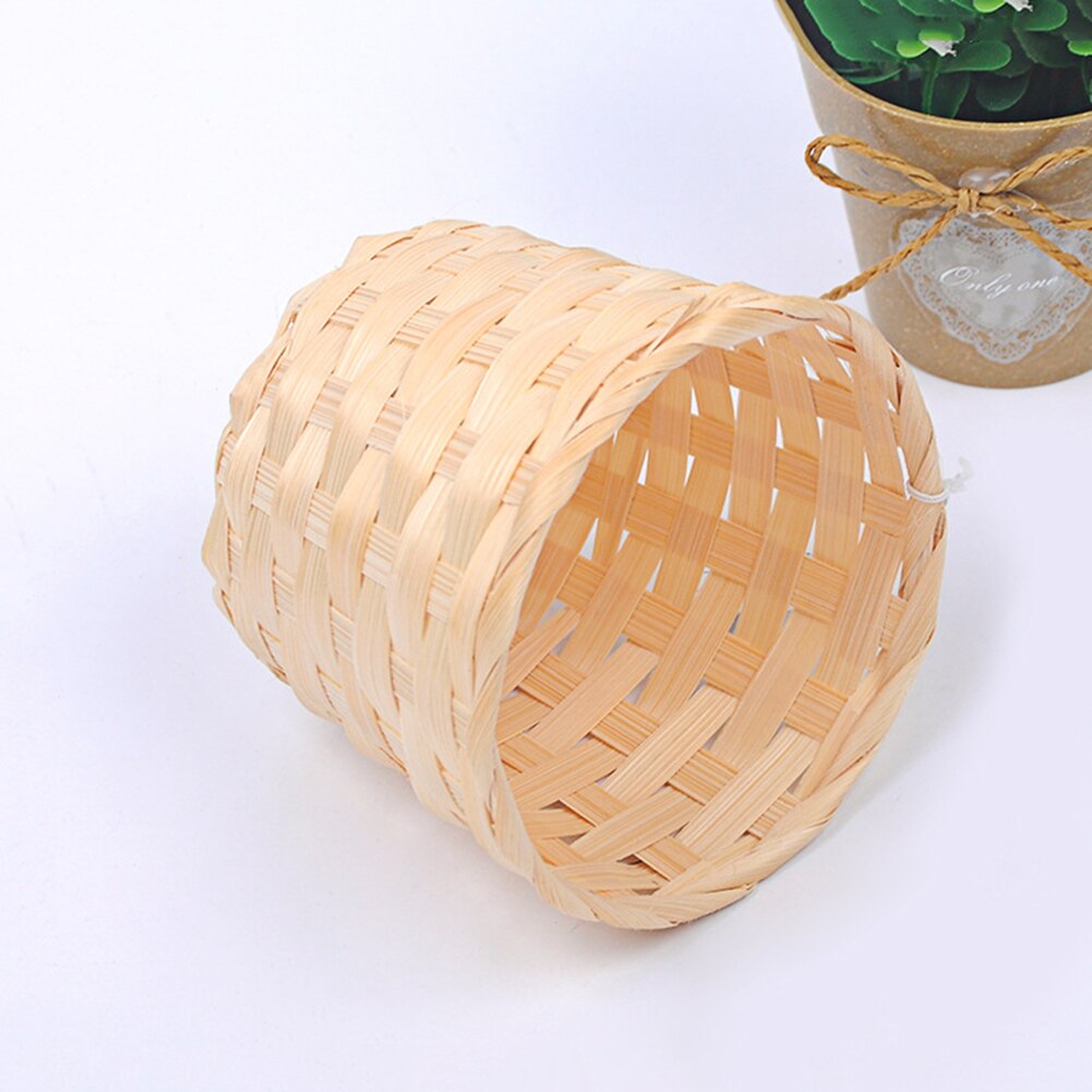 Bambus vævet kurv bh diverse organisator rattan plantekasse desktop container