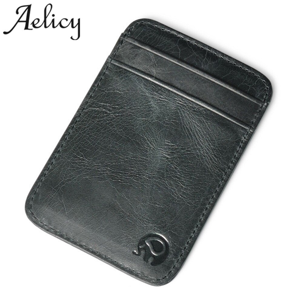 heiße Neue Frauen Männer licht Leder Slim Kreditkarte Halter Mini Brieftasche ID Fall Geldbörse Tasche beutel Schwarz: Default Title