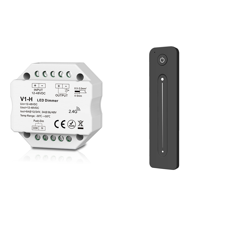 LED Strip Dimmer 12V 24V 15A Output PWM Wireless RF Switch ON OFF With 2.4G Dim Remote for 5050 3528 Single Color LED String: V1-H and R11