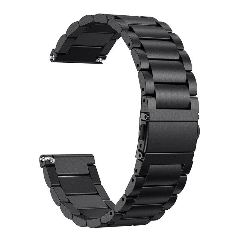 OULUCCI Classic Three Beads link Stainless steel Metal watch band Bracelet Strap Wristband Replacement Fitbit versa watch band: Black