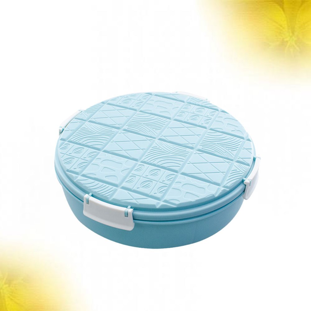 Cute Snack Serving Container Appetizer Tray Round Dried Fruit Organizer Divided Candy Nut Platter Dish with Lid (Blue)