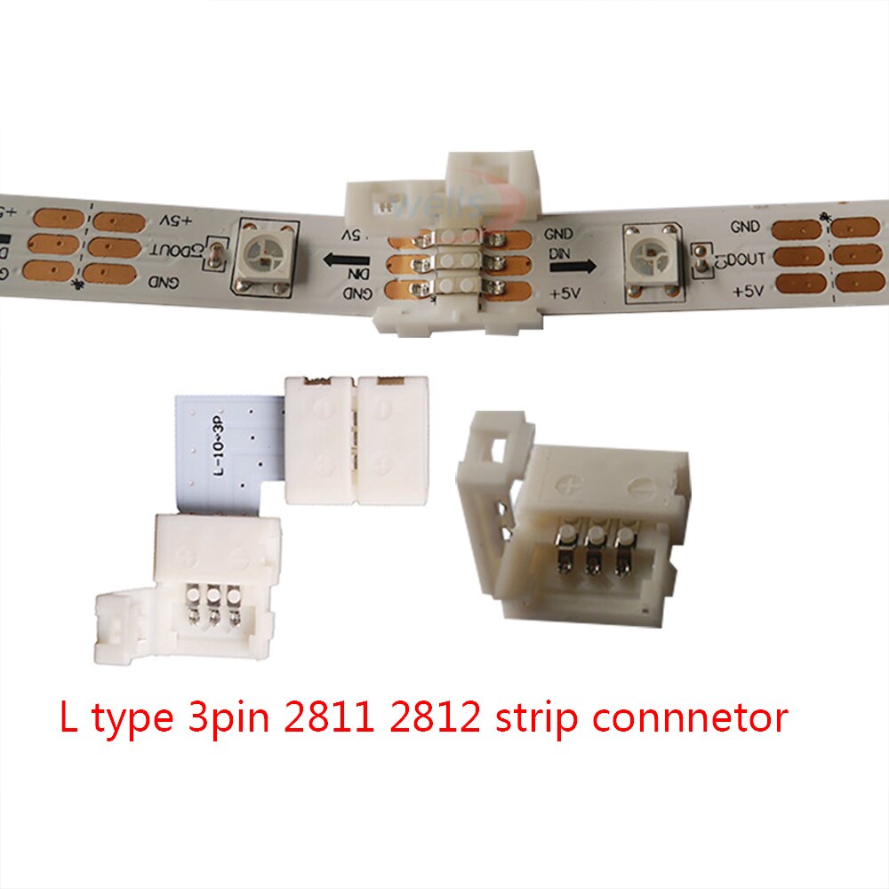 10 stk 2 pin 3 pin 4 pin 5 pin 6 pin l form led stik til tilslutning af hjørne retvinklet rgb rgbw rgbww 2811 2812 5050 led strip