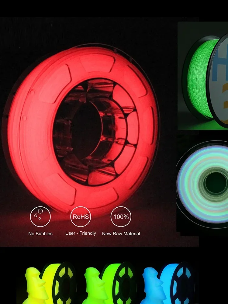 TPU luminoso que brilha no escuro 1,75 mm material de sublimação de filamento de impressora 3D para brilho de impressão 3D