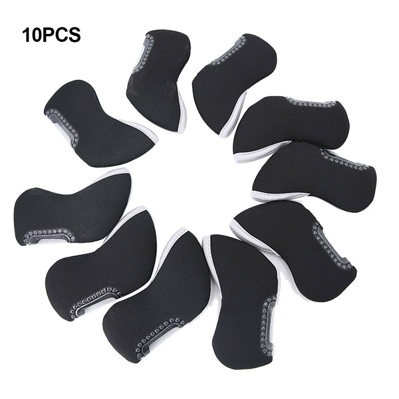 10 Teile/satz Golf Eisen Verein Kopf Abdeckungen draussen Sport Anti kratzen Neopren Golf Kappe Keile Abdeckung Schutzhülle Golfplätze Zubehör neue: Schwarz