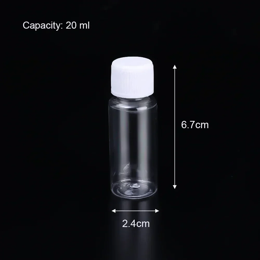1/10 pezzi bottiglie riutilizzabili 10ml 20ml 30ml 50ml 80ml 100ml plastica animale domestico trasparente bottiglie vuote con sigillo contenitori per campioni con tappo a vite: marrone