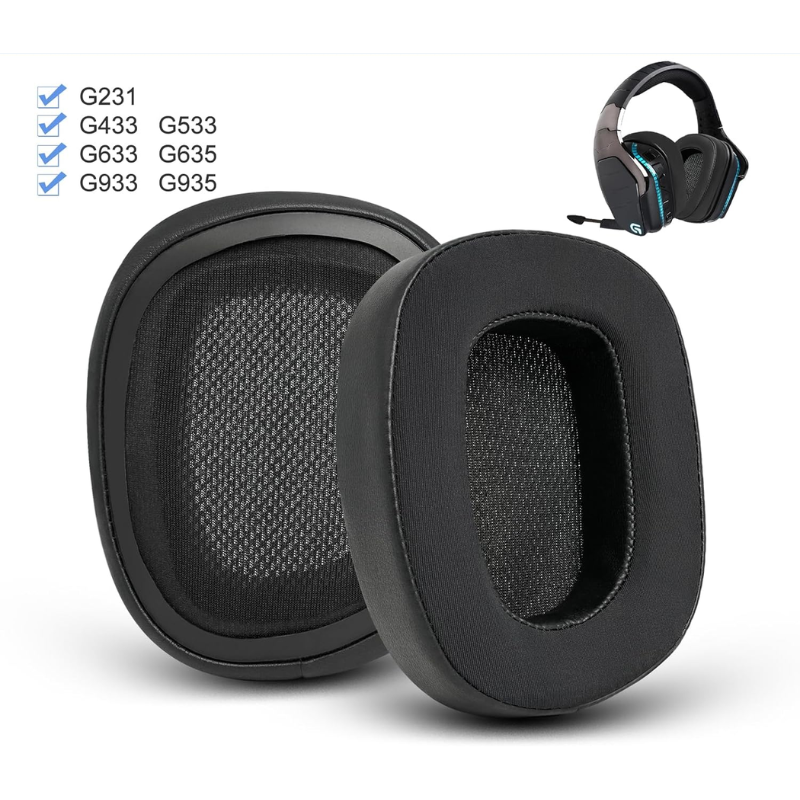 Almohadillas para los oídos Logitech G533 G633 G935,GVOEARS G231,G433,G533,G633,G635,G933,G935, orejeras de tela de malla avanzadas