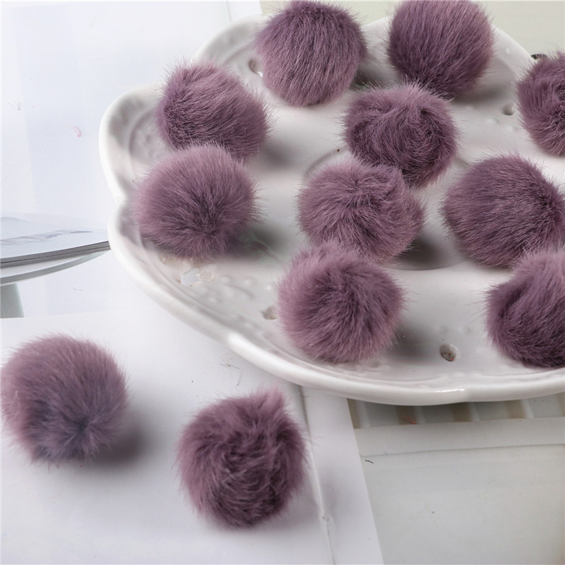 12 Stks/partij 17 Kleuren 2.5Cm Nertsen Pompoms Bont Ballen Voor Naaien Op Gebreide Sleutelhanger Sjaal Schoenen Hoeden Bont Diy ambachten Haaraccessoires: 7 Bean Purple