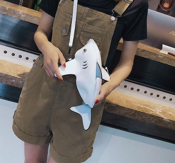 Divertente Personalità Carino squalo Disegno dell'UNITÀ di elaborazione di Cuoio casuale Sacchetto di Spalla del Tote di Crossbody mini Sacchetto Del Messaggero Della Borsa del Sacchetto di Frizione Della Borsa lembo: 4