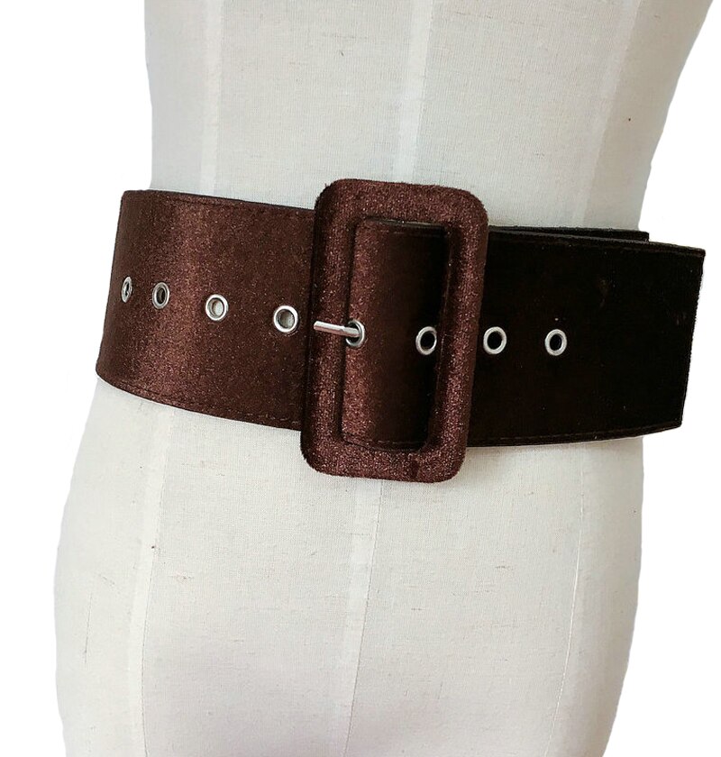Ceinture Punk Rock pour femmes, avec boucle ardillon argentée, large, pour robe de soirée, en flanelle noire