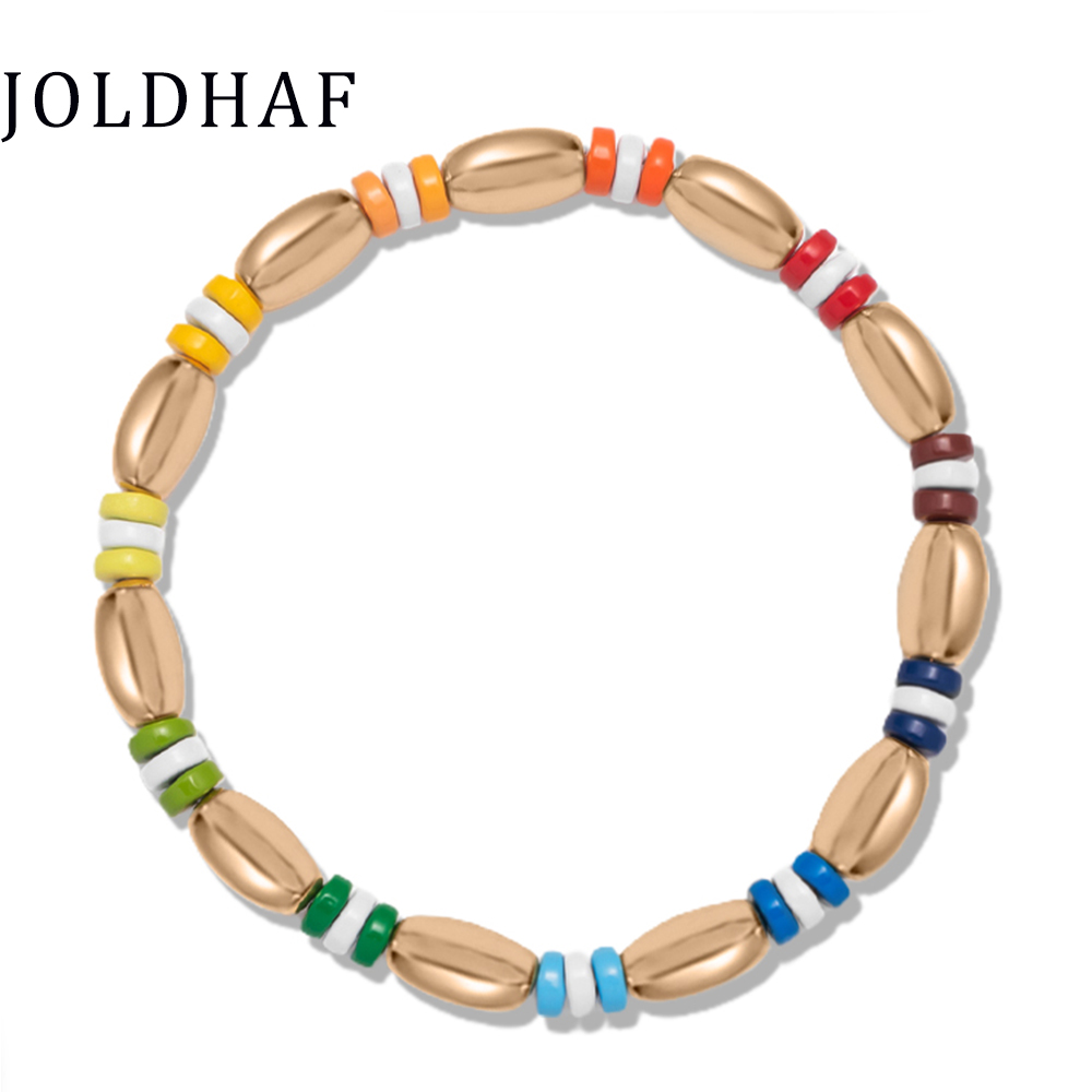 2022 nuovo Design perline colorate bracciali elastici braccialetti fatti a mano con perline Color arcobaleno bohémien per gioielli con perline da donna