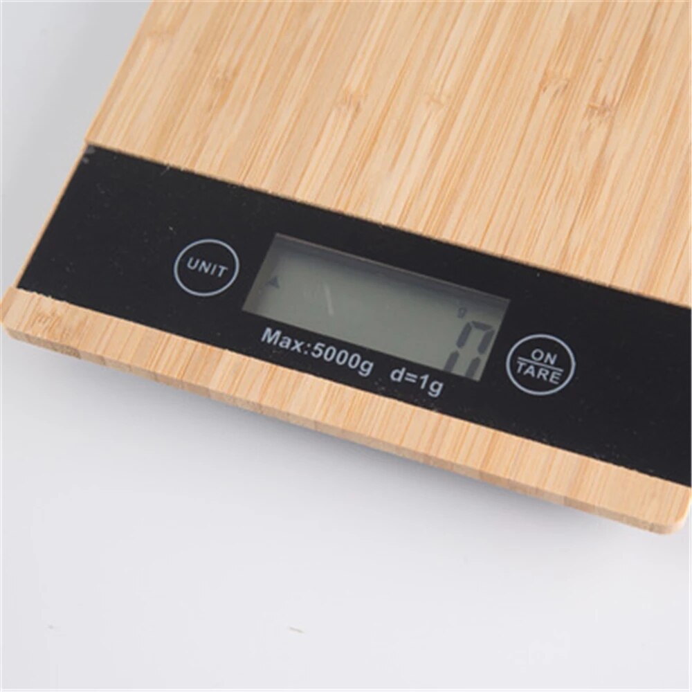 Kitchen Scale Food Scale Household Wooden Scales 5KG/1g Waterproof Digital Coffee Scale Wood Scale LCD Display Scale