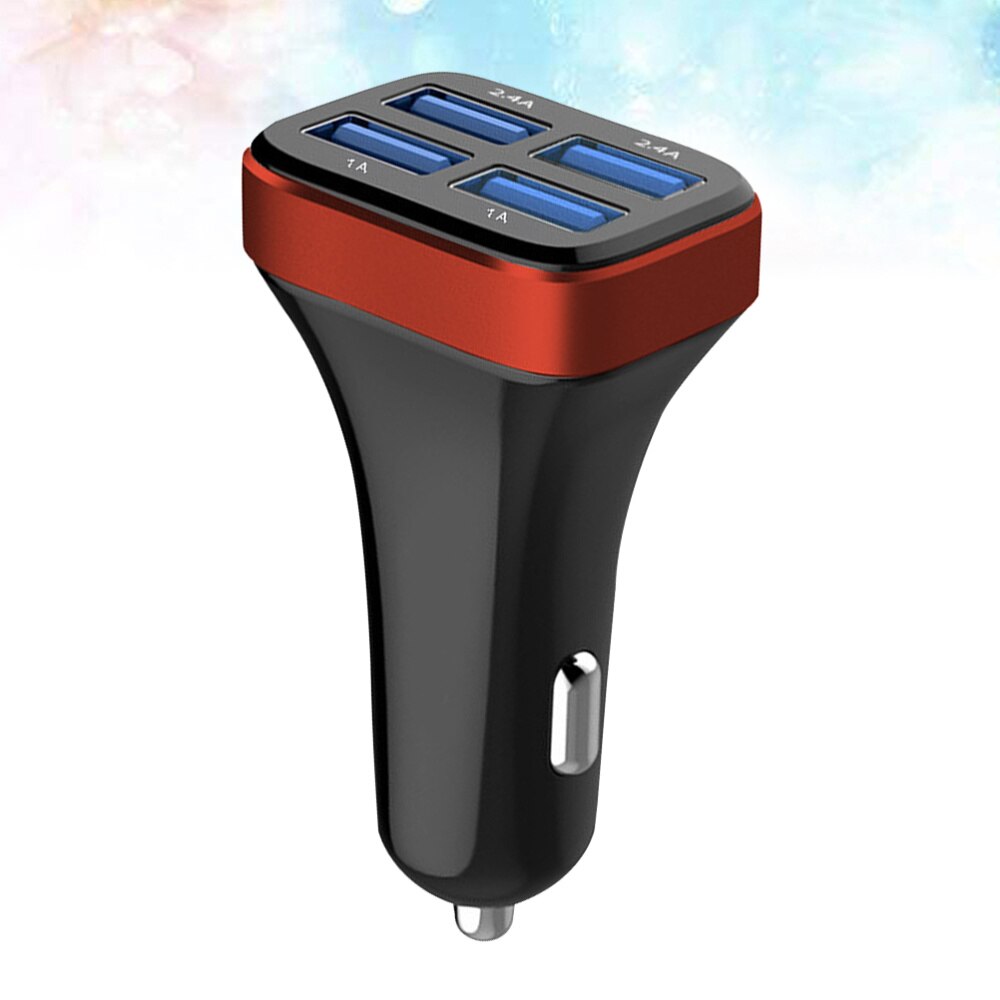 1 pc 2.4A 4 USB Ports Socket Multi Function Car Phone Charger (Black and Silver): As Shown 1