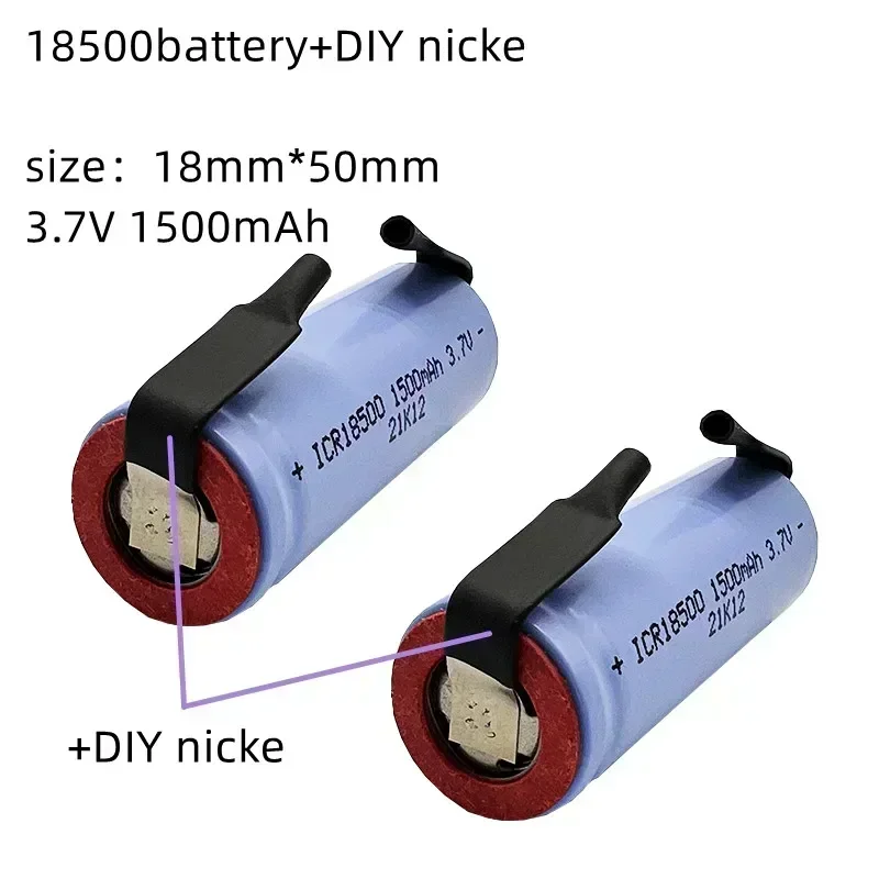Batterij Li-Ion Oplaadbaar 18500, 3,7V 1500mAh, Registrère en Grande Capité, + Feuille de Nickel à Faire soi