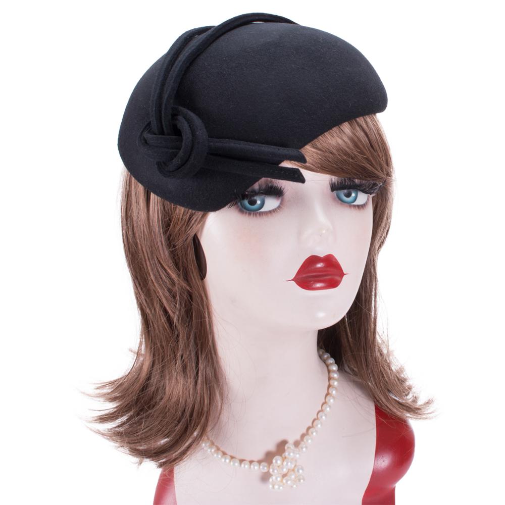 Tocado de fieltro de lana de estilo británico con forma de lágrima para mujer de Lawliet, sombrero de cóctel con boina, sombrero de novia A572