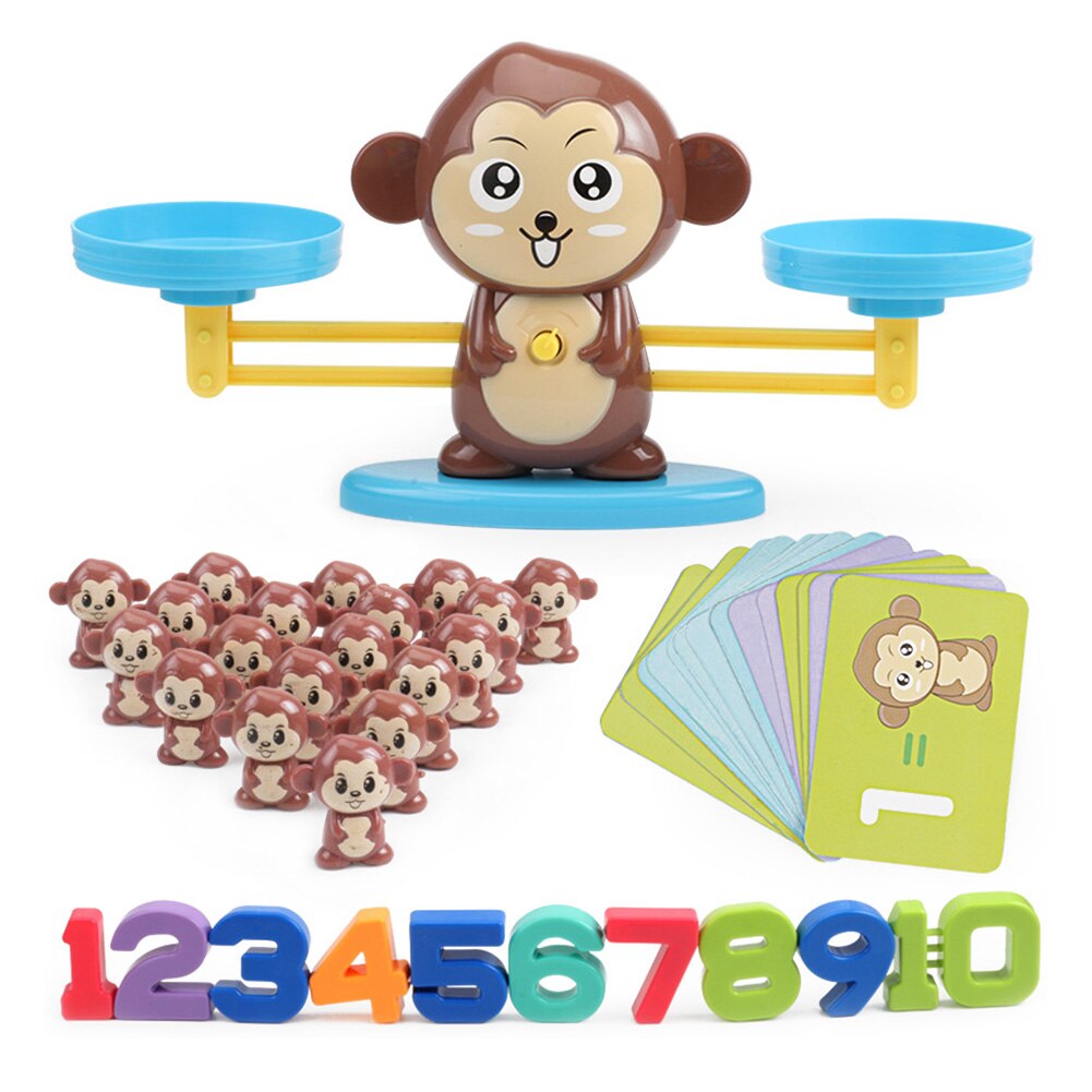 Montessori Math Toy Digital Monkey Balance Scale Educational Math Penguin Balancing Scale Number Board Game Kids Learning Toys