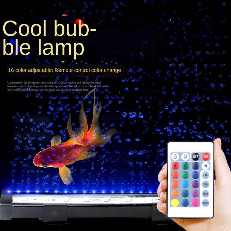 Akvarium glödlampa belysning ledde syrepump akvarium fjärrkontroll färgbytande lampa dyklampa syre lampa 2 i 1