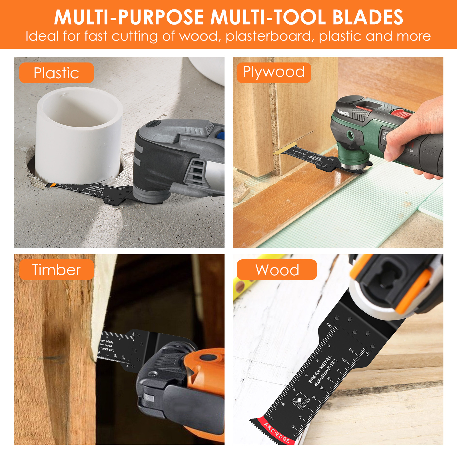 9st Oscillerende Zaagbladen Titanium Bimetaal Oscillerend Multitool Blad Extra Lang Gebogen Rand Japanse Tanden Multi Gereedschapsblad