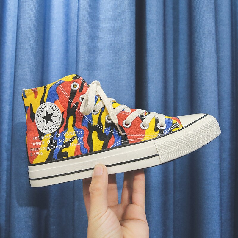 Mam Skateboarding Shoes for Hip Hop,Camouflage Canvas Shoes,Volcano Painting Casual Shoes,,Size 35-44