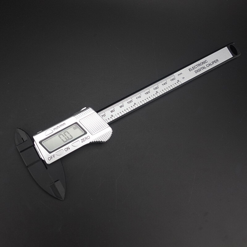 Elektronisk digitalt display vernier caliper 0-150mm måleværktøj af plast indvendigt: Sølv