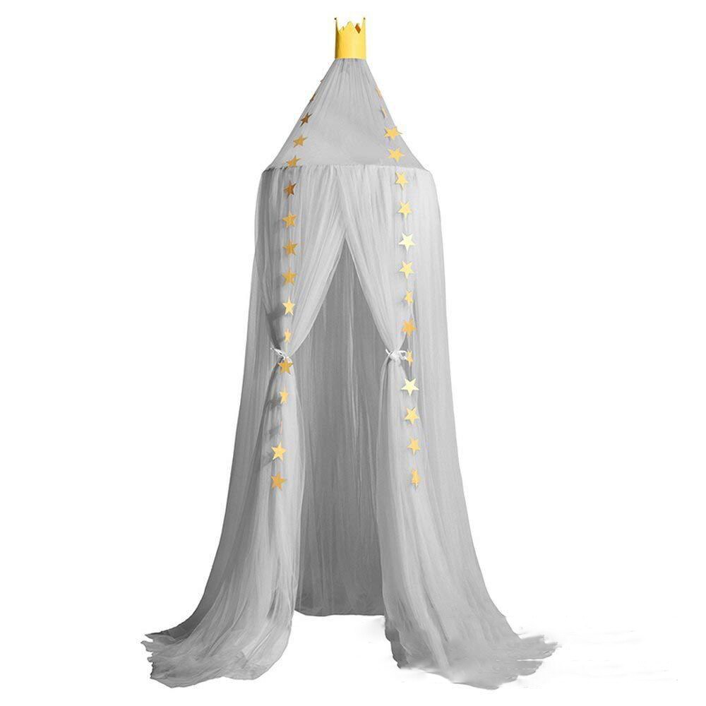 Dosel de corona para cama de bebé, cubierta de malla para decoración de dormitorio de bebé, chico: Gris
