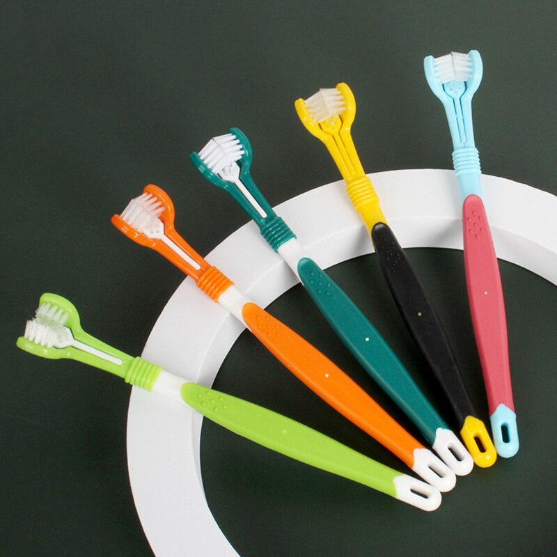 Pet Toothbrush Three-Head Toothbrush Multi-angle Cleaning Addition Bad Breath Tartar Teeth Care Dog Cat Cleaning Mouth