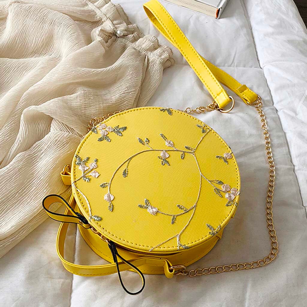 Doce laço redondo bolsas de alta qualidade couro do plutônio feminino crossbody sacos pequena flor fresca bolsa ombro