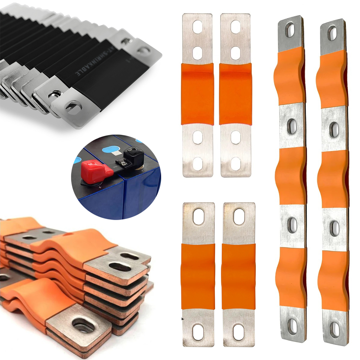 Flexible Sammelschiene Lifepo4-Batterieklemmen, solide Lithium-Bänder, Clips, Bolzen, Verbindungsstange, reines Kupfer, 280 Ah, 320 Ah, Isolationsabdeckung