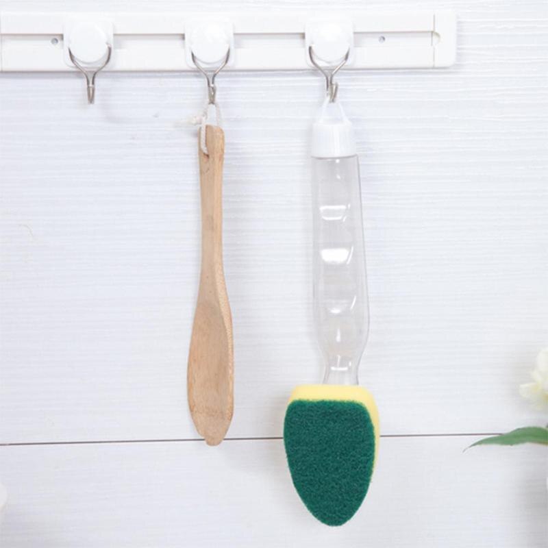 1Pc Afwassen Spons Met Handvat Automatische Vloeibare Vulling Pot Verwijderen Wrijven Cleaning Clean Brush Magic Keuken Spons Kit