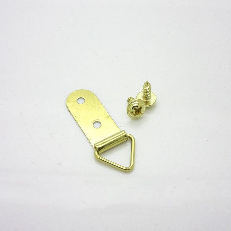 20 pcs Golden Photo Frame Hanging Hook Hanger Furniture Poster Wall Decoration Hanging Hook Iron Triangle Ring Hanging