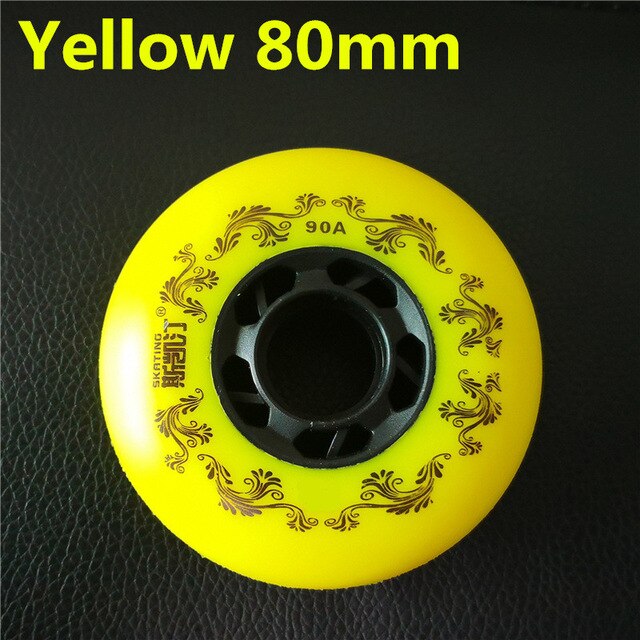branded SCHAATSEN 3rd 90A inline skates wiel remmen roller blade rodas slide schaatsen ruedas voor sliding paiting: 80mm Yellow Only