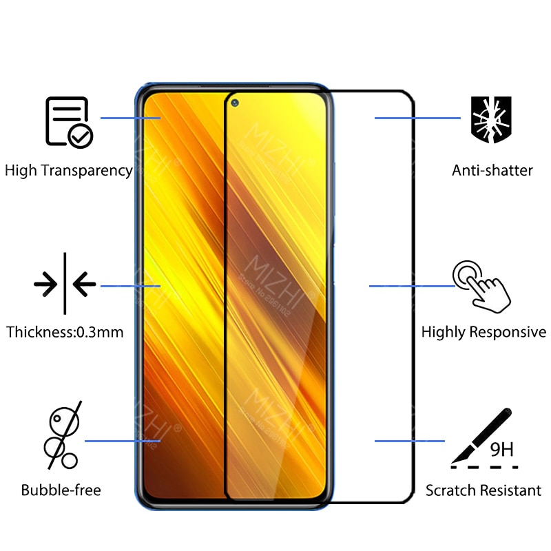 2Stck schutz glas für poco x3 fallen für xiaomi pocophone poco x3 x 3 pocox3 gehärtetem glas xiomi xaomi abdeckung