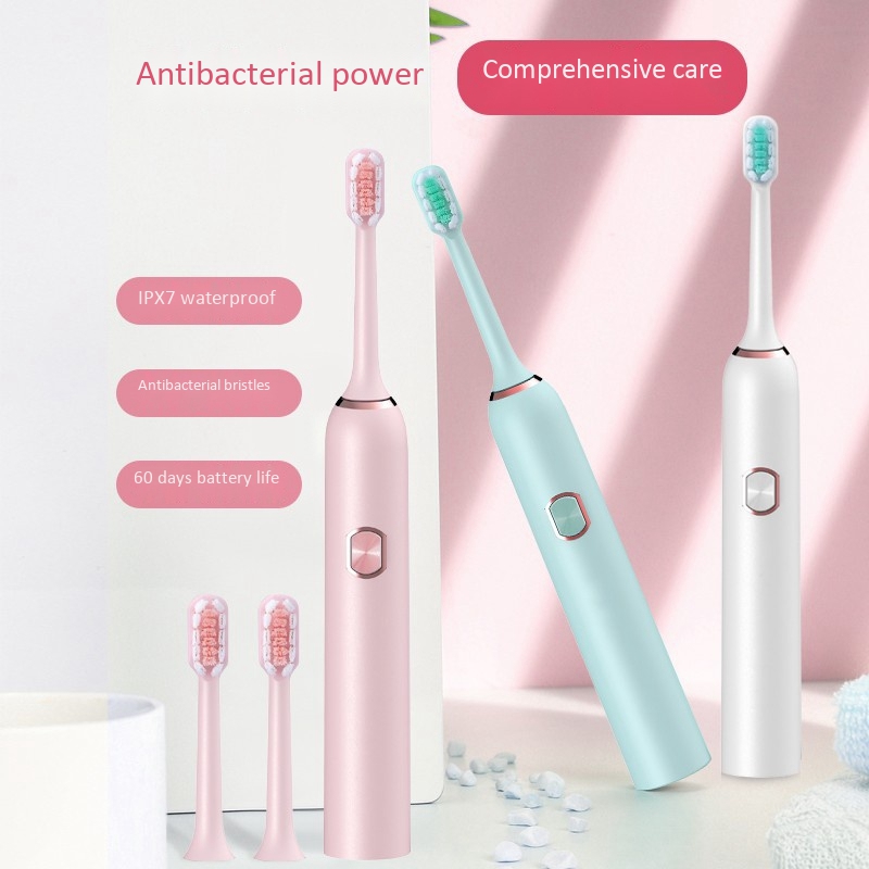 Vibration Electric Toothbrush Waterproof Smart Timer Automatic Vibration Waterproof Tooth Brush Replacement Head