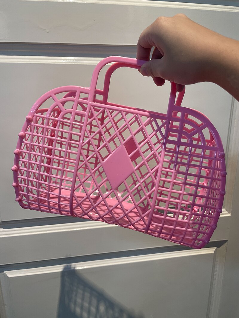 Summer Woman Clutch Bag Yellow Small Basket Beach Bag Outdoor Jelly Bag Purses and Handbags Luxury: pink