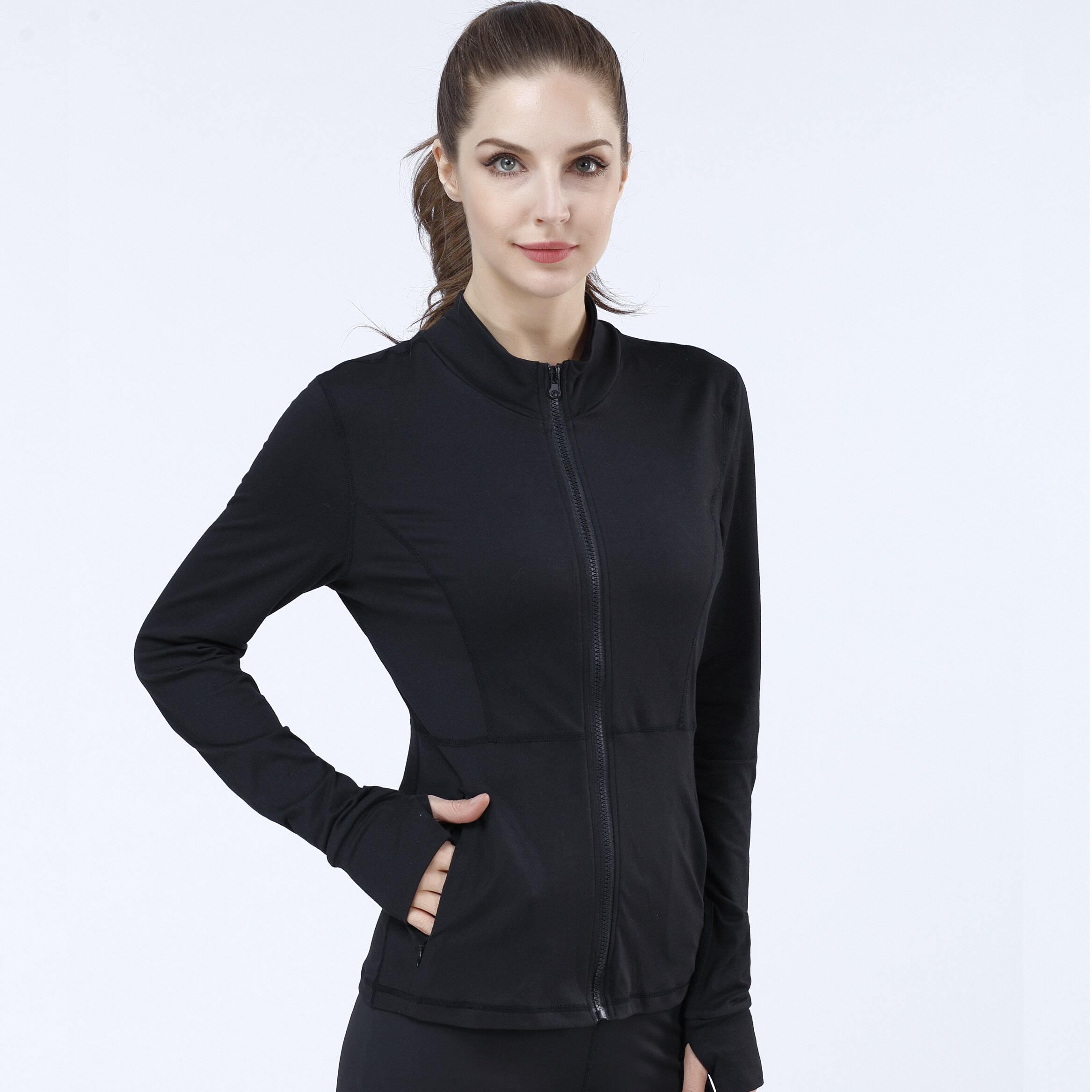 Classic Outdoor Yoga Training Jas Voor Vrouwen Dragen, Afslanken En Full Zip Stijl